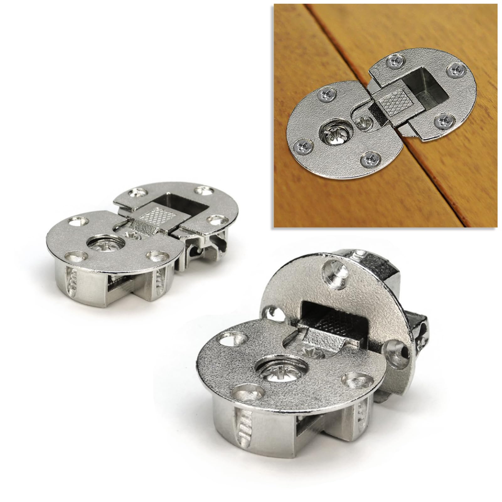 YIDELAI 90 Degree Flap Hinges (1 Pair) Adjustable Concealed Flat Hinges