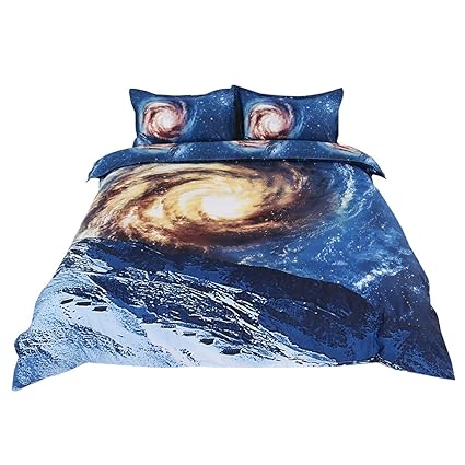 Uxcell Full Queen 3 Piece Galaxies Blue Comforter Sets Comforters