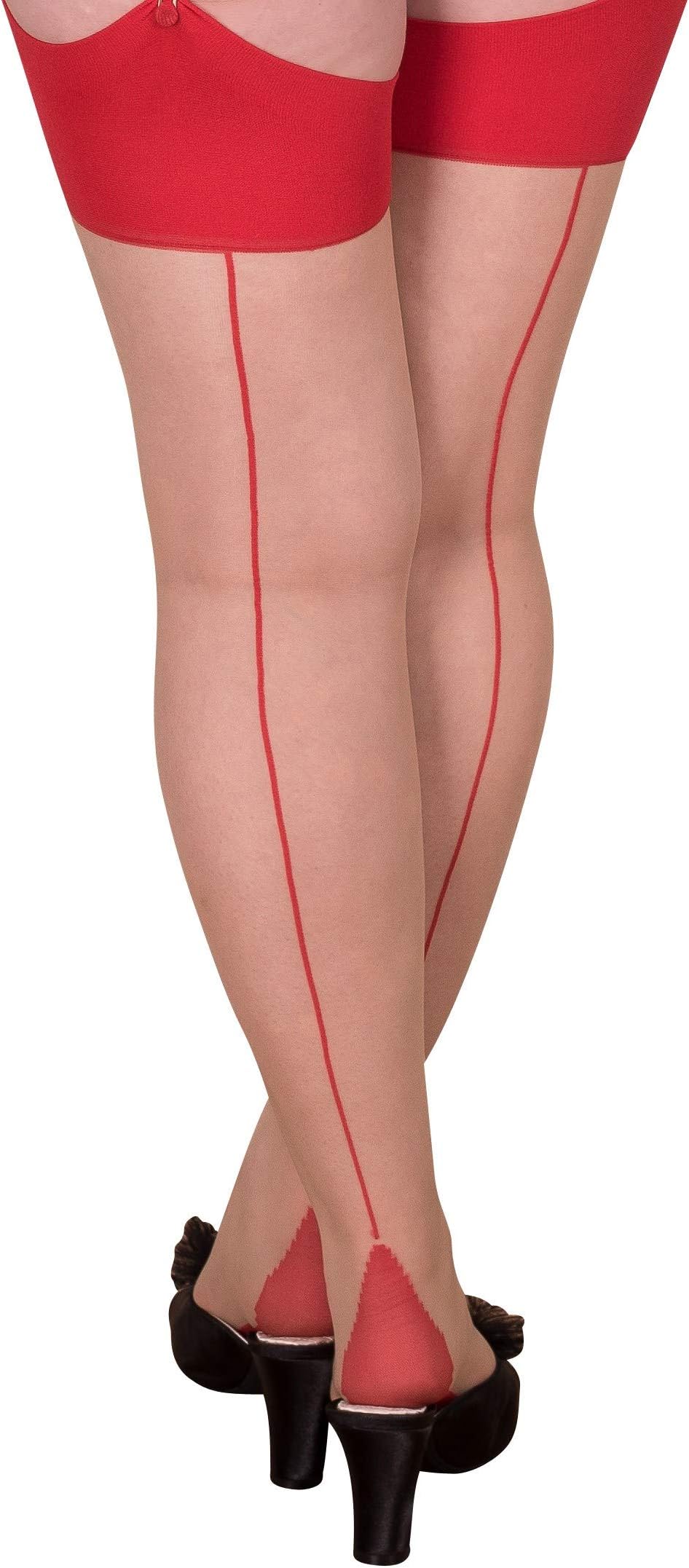 What Katie Did Seamed Stockings Contrast Red Glamour