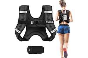 BAGAIL Weighted Vest, 5lb/8lb/10lb/12lb/15lb/20lb/25lb/30lb Weight Vest for Walking & Weight Loss, Reflective Rucking Vest with Phone Pouch for Women & Men, Home Gym & Outdoor Training