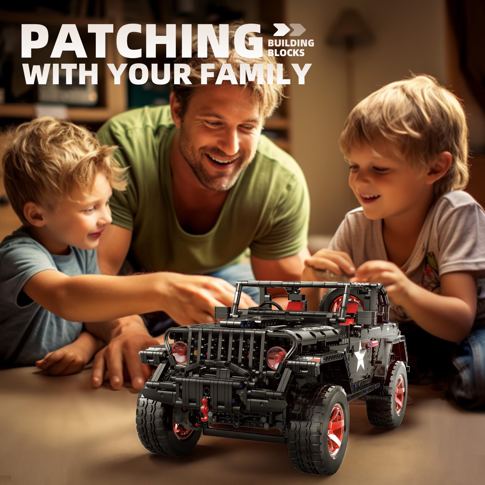 MOCBROPCS Off-Road SUV Wrangler Black Warrior Building Kits, 1/8 Scale Pickup Truck Car, Challenge Building Blocks Toys, Gift for Technical Enthusiasts Adults & Teens Boys Age 14+ (2272PCS)