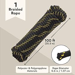 Built Industrial Diamond Braided Rope - 1/2 in x