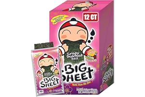 Big Crispy Seaweed Snack Sheets by Tao Kae Noi | Japanese Sauce Flavor Thai Seaweed Chip | Healthy Nori Snacks for Kids and Adults | Low Calorie Seaweed Sheets | 12 Individually Wrapped Sheets per Box, 3.2g each