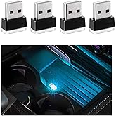 JUSTTOP 4 PCS USB LED Car Interior Atmosphere Lamp, Plug-in USB Interface Mini Trunk Ambient Night Lights, Portable USB Light
