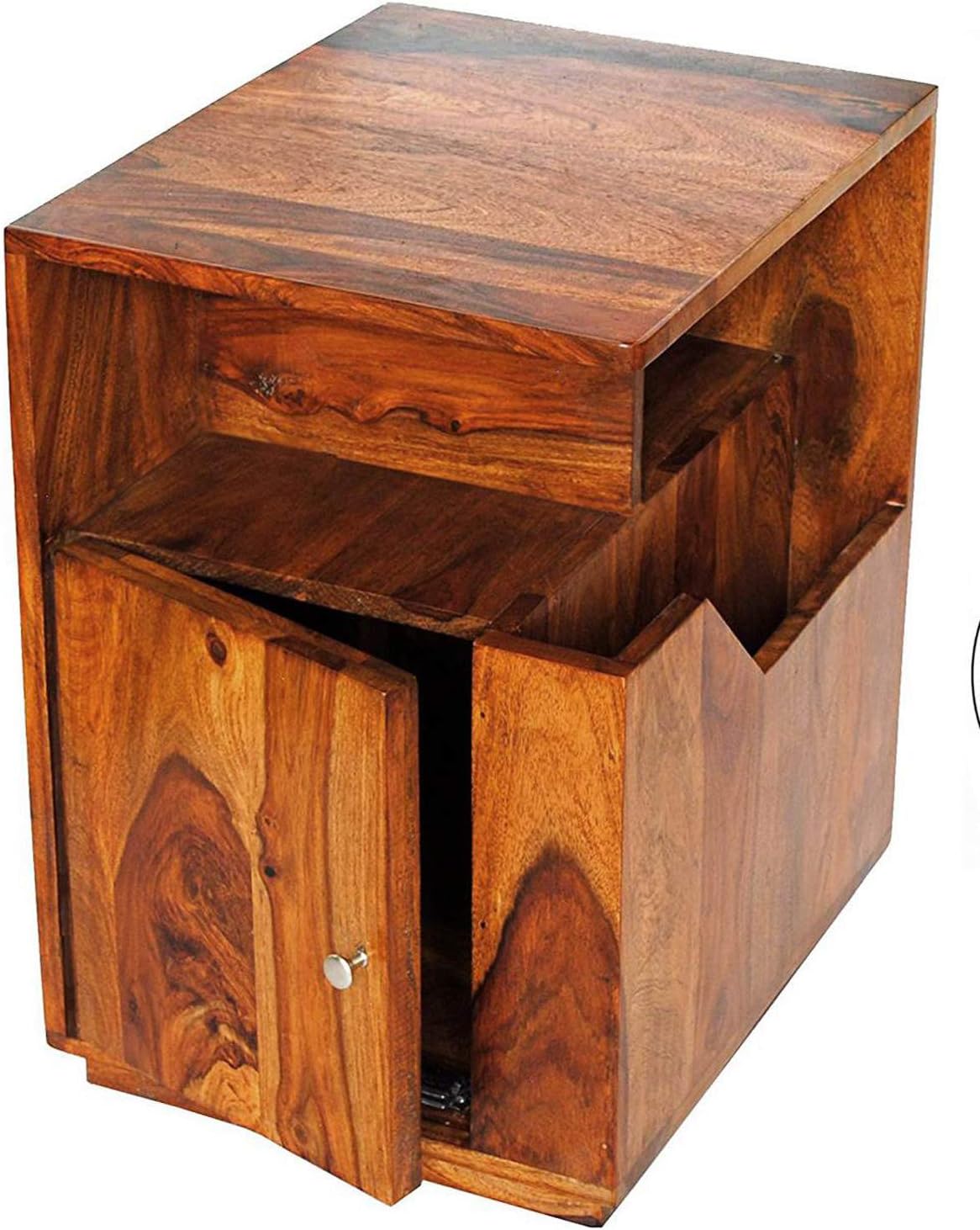 Daintree Astro Solid Wood End Accent Table (Natural Teak Finish)