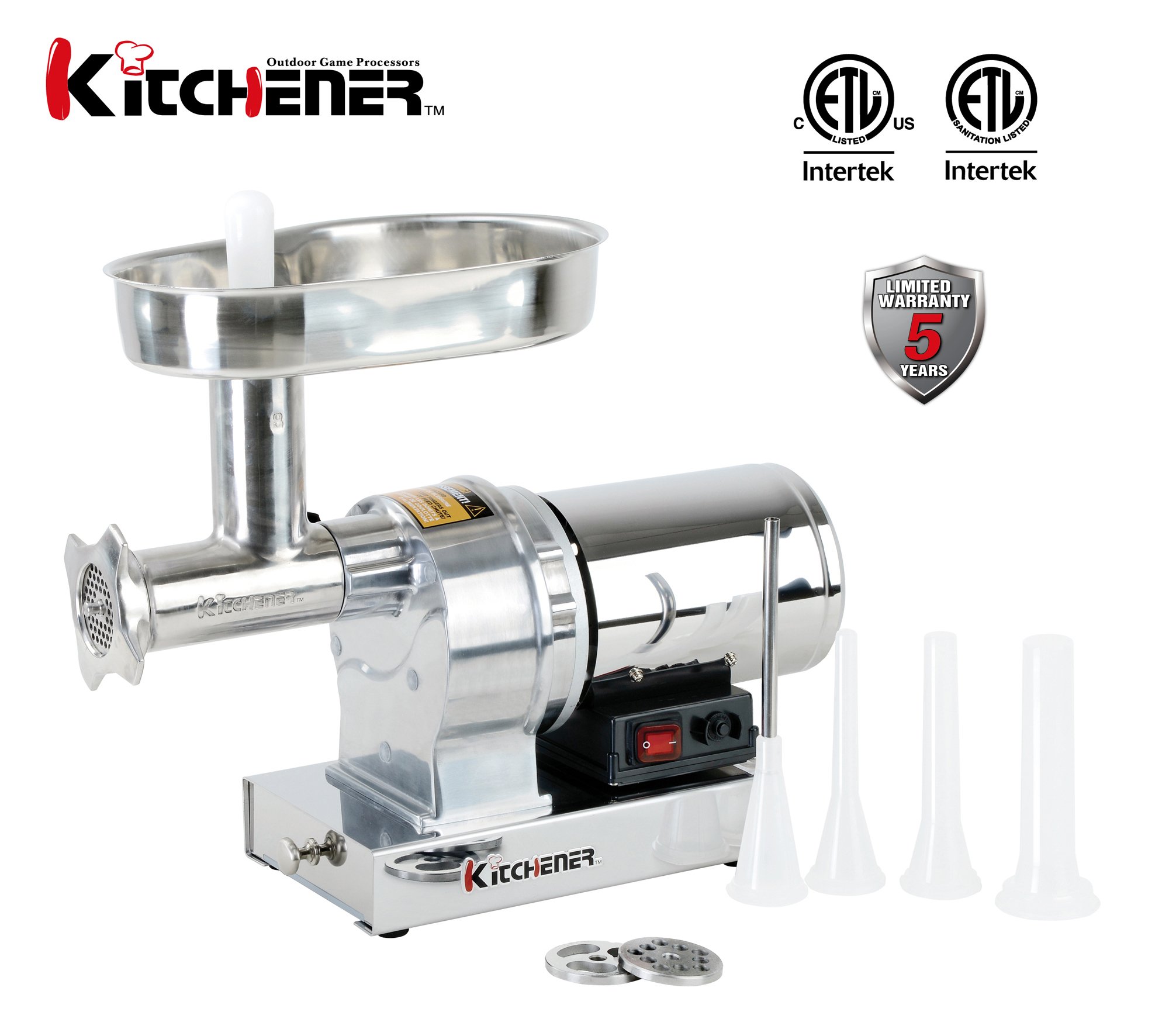 Kitchener 8 Commercial Grade Electric Stainless Steel Meat Grinder 1/2