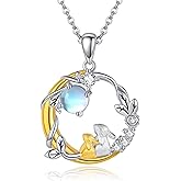 YAFEINI Bunny Necklace Sterling Silver Rabbits Pendant Bunny Mother's Day Jewelry Mothers Day for Women Mom