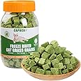 Freeze-Dried Cat Grass Treats - 80g Natural Teething Stick for Teeth Cleaning & Hairball Removal Crunchy Snacks Edible C at Chew Toy Digestion Aid Grain-Free