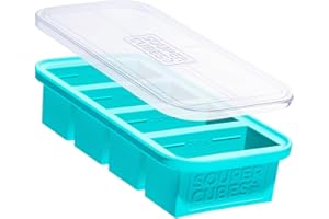 Souper Cubes 1 Cup Silicone Freezer Molds With Lids - Easy Meal Prep Container and Freezer Soup Mold Silicone Freezer Trays With Lid for Food, Soup, Desserts and More - Aqua - 1-Pack