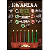 Geyoga 1 Pcs Kwanzaa Poster with Seven Principles 12 "x 16.5" Kwanzaa Decoration Gifts Brown Kinara Wall Art for Kinara Party Supplies Favors