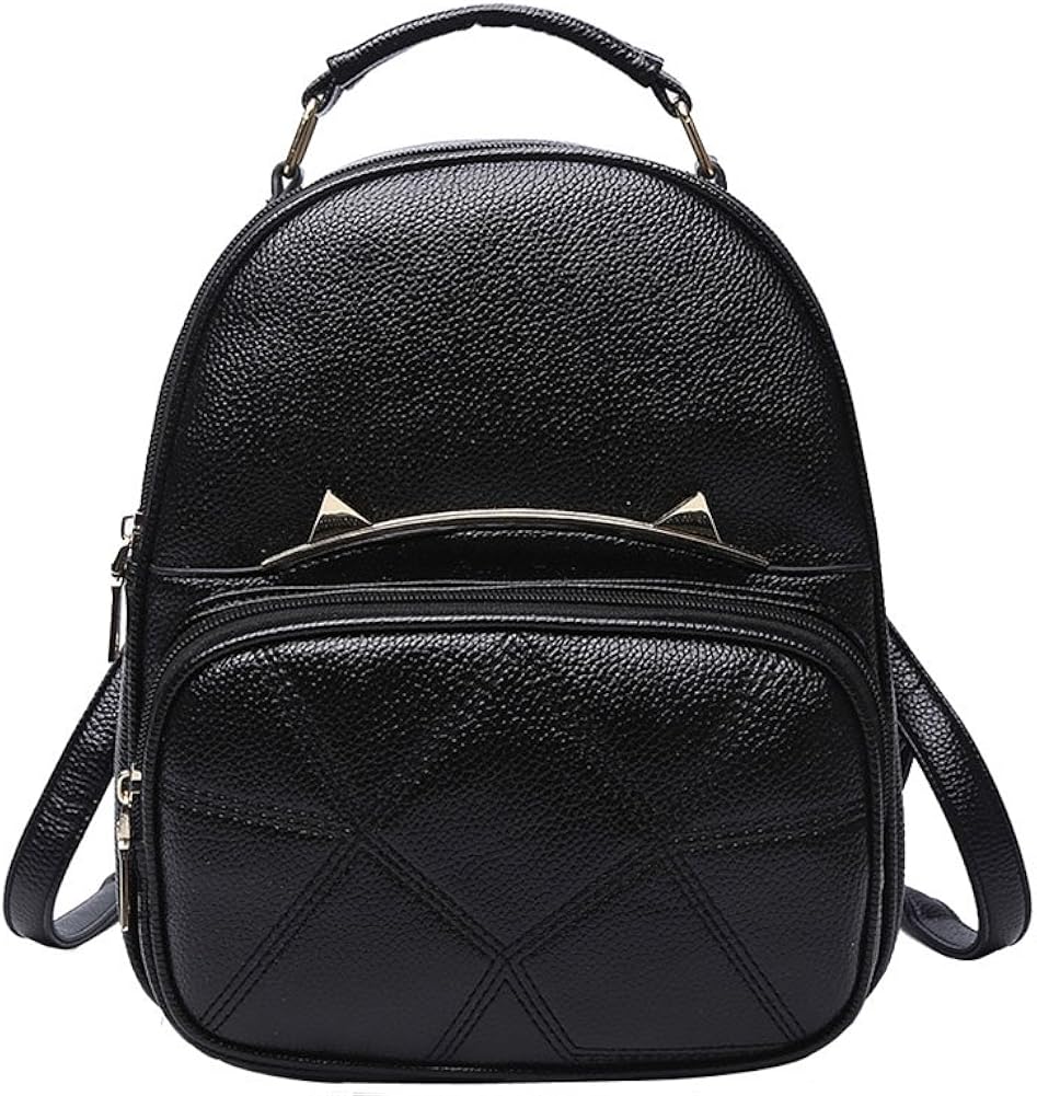 Amazon Co Jp リュックサック Puレザー 猫 かわいい ミニリュック レディース おしゃれ 人気 カジュアル バックパック 小さめ デイバッグ 通勤通学旅行アウトドア 大学生 ブラック ブラック シューズ バッグ