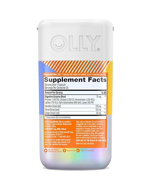 OLLY BEAT THE BLOAT CAPSULES, DIGESTIVE SUPPORT ENZYMES, SUPPLEMENT FOR WOMEN – 25 COUNT