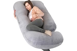 Elover Pregnancy Pillows,U Shaped Full Body Maternity Pillow with Removable Cover,Support for Pregnant Women,57 Inch Pregnancy Pillows for Sleeping,Black Grey Velvet Cover