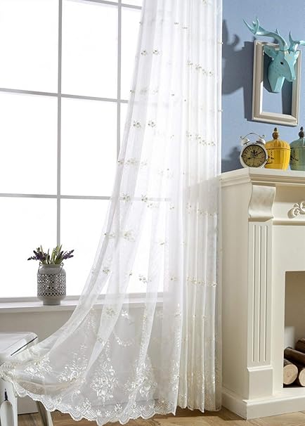 Amazon Com Zzczzc 1 Set 2 Panels Living Room Rod Pocket Tulle