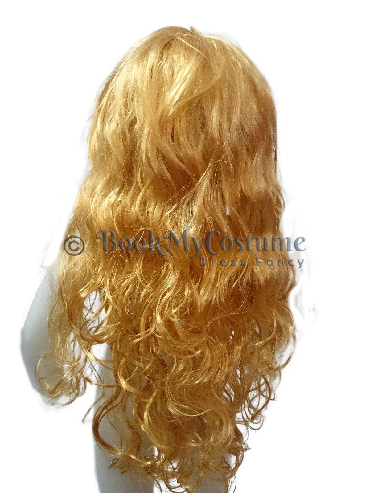 BookMyCostume Buy Golden Blonde Color Foreigner Long Hair Wig for Girls and Women Fancy Dress Costume Accessory 4