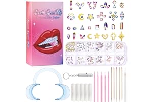 zolyet DIY Tooth Gem Kit Teeth Ornaments Crystals Jewelry Decoration Tool Set with Wooden Sticks Cotton Swabs Dotting Pen