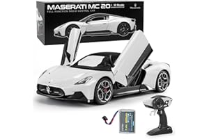 MIEBELY Maserati Remote Control Car, Openable Door 1:12 Scale Rc Toy Car 7.4V 900mAh Licensed 12Km/h Fast Rc Cars with Led Light 2.4Ghz Model Car for Adults Boys Girls Birthday Ideas Gift (White)