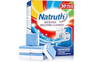 NATRUTH Washing Machine Cleaner Descaler 30 Count,Triple Decontamination Remover with Natural Formula,Deep Cleaning Tablets For HE Front Loader & Top Load Washer