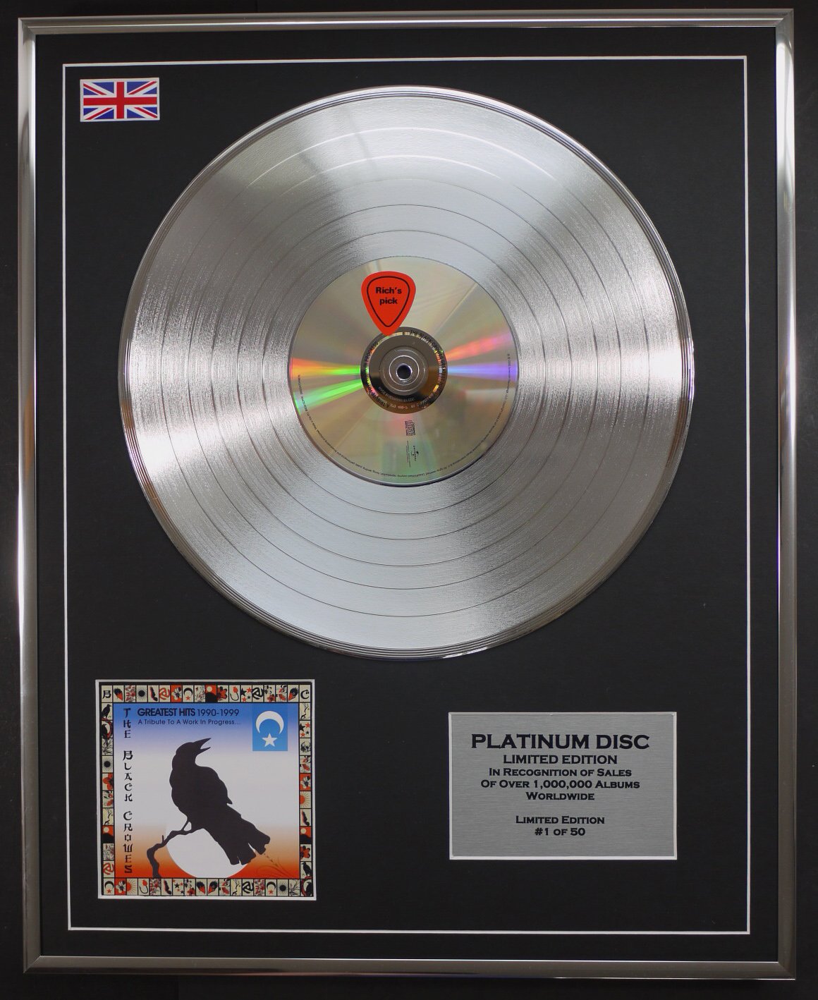 THE BLACK CROWES/LTD EDITION CD PLATINUM DISC/GREATEST HITS 1990-1999
