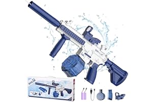 HUGEWAY Electric Water Gun,Squirt Gun Toy,Automatic Water Gun Long Range Blaster Up to 32 FT,Outdoor Pool Party Shooting Game Toy with 2 Water Tanks & 2 Kits Batteries,Ideal Summer Gift for Kids & Adults.