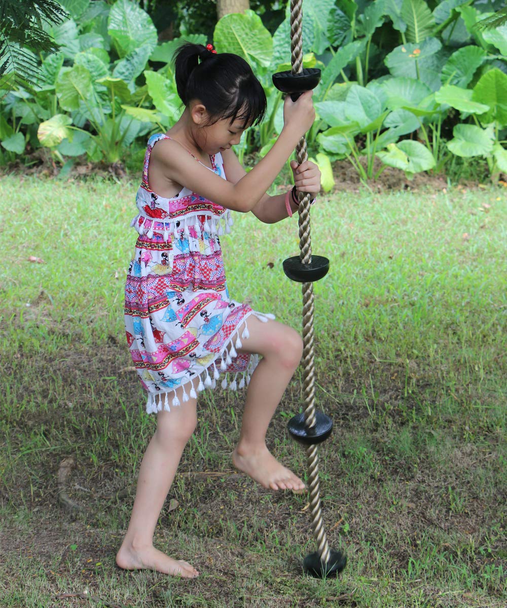 IFOYO Climbing Rope, 2m / 6.5ft Kids Climbing Rope with Platforms Climbing Rope for Kids over 4