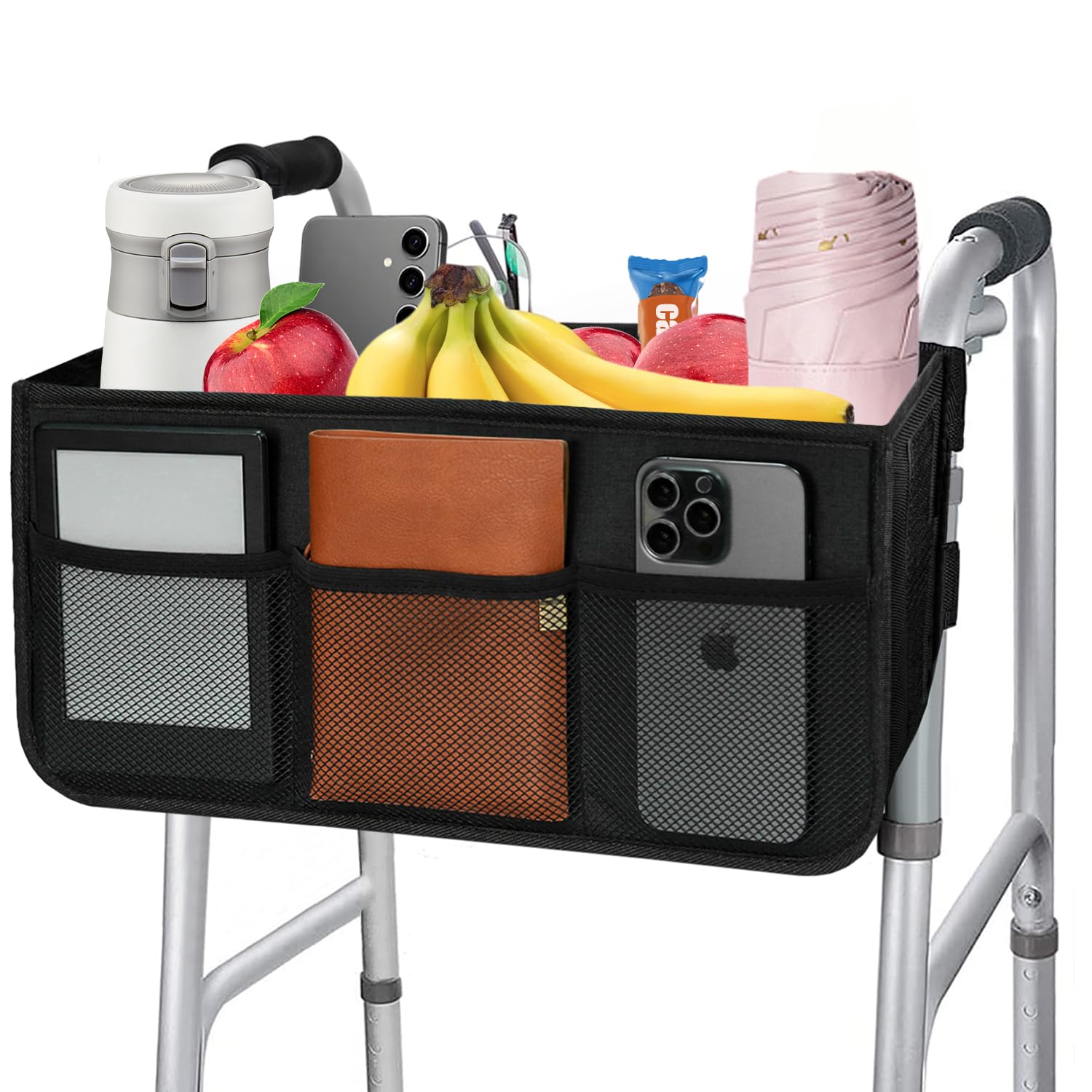 Photo 1 of ????? Walker Basket Folding Walker Bag with Cup Holder and Storage Pockets, Large Capacity Organizer for Seniors (Not Fit for Rollator Walkers)