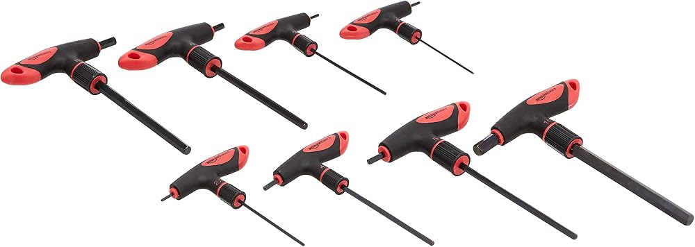 Amazon Basics T-Handle Hex Key Set 8 Pieces 2-10 mm Chrome-Vanadium