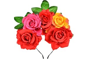 June Bloomy Day of the Dead Headpiece Halloween Costume Headpiece Mexican Floral Crown Rose Headband