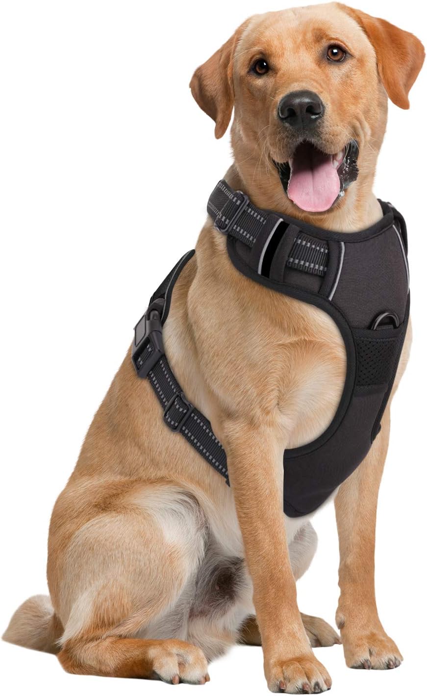 Pawaboo Dog Harness, No Pull Pet Vest Harness Adjustable Reflective Oxford Soft Padded Easy Control Handle for Outdoor Walking, Suitable for Small, Medium, Large Dogs