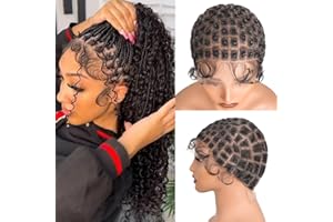 SUNTEFIC Braided Wig Cap With Baby Hair Double Full Hd Lace Crochet Wig Caps For Easier Sew In Crochet Braids Hair Natural Looking Glueless Braids Crochet Wigs Caps For Black Women (123 Sections）