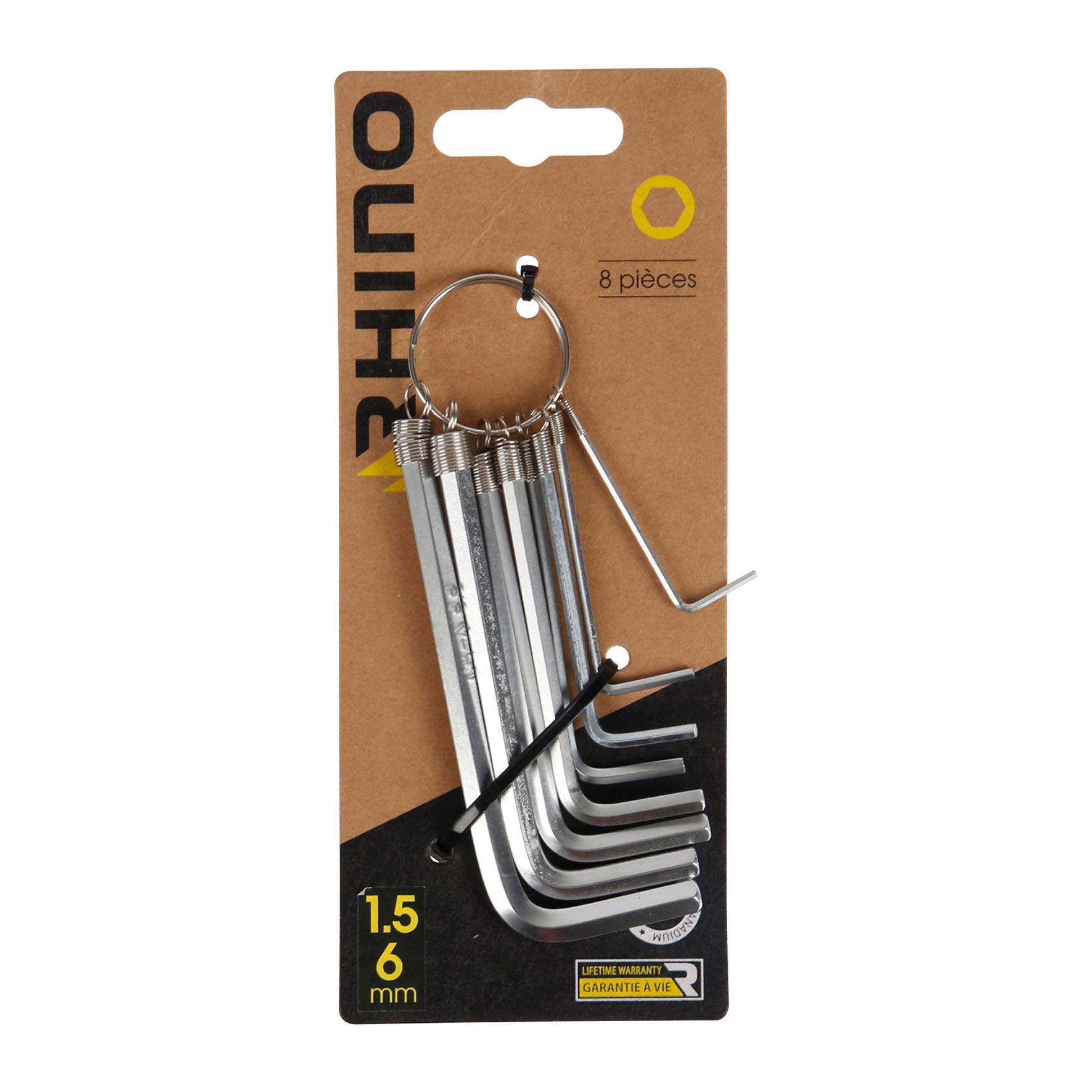 Rhino 7062 8 Piece Hex Key Set (1.5 to 6 mm) Steel (Chrome Vanadium) Available in NC Sizes 1.5/2/2.5/3/4/5/5.5/6 mm