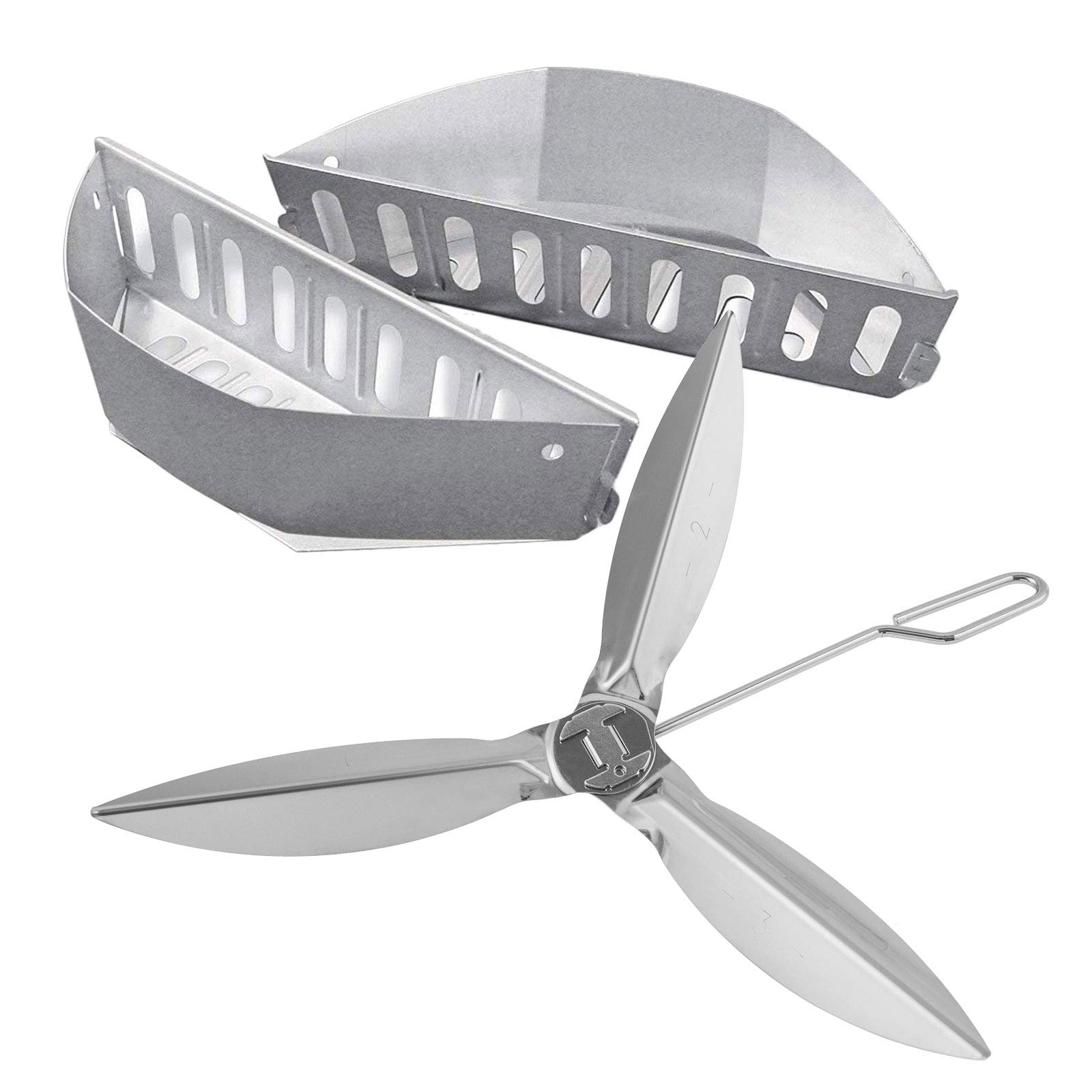 WELL GRILL One-Touch Cleaning System Kit with Charcoal Baskets for 47cm or 57cm Charcoal Barbecues, BBQ Replacement Parts for Weber 7444 & 7403