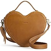 S-ZONE Leather Crossbody Bags for Women Heart Shaped Purse Small Designer Fashion Handbag with Adjustable Strap