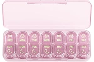 Daviky Weekly Pill Organizer 2 Times a Day, 7-Day AM PM Medicine Case, Travel-Friendly Pill Box for Fish Oils, Vitamins & Sup