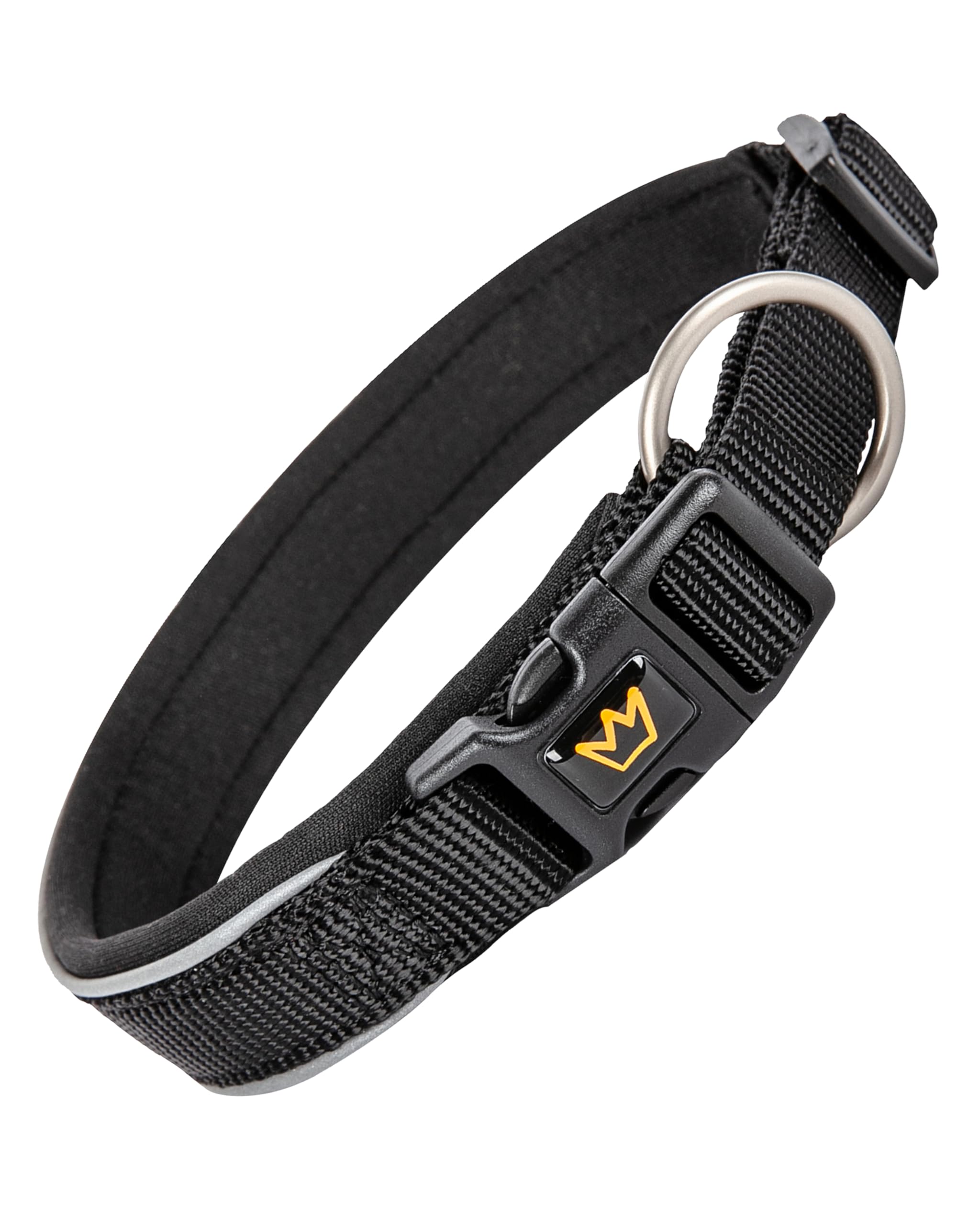 Rudelkönig Dog Collar Paola - Adjustable Dog Collar for very large Dogs - Reflective Dog Collar large in Black — image 1