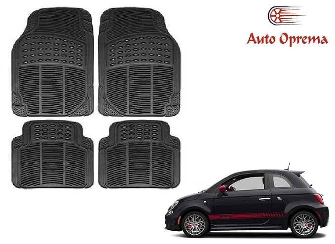 Auto Oprema Car Floor Mat Set Of 4 Black For Fiat 500 Abarth
