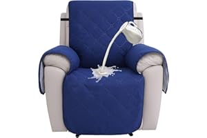 hyha 100% Waterproof Recliner Chair Covers, Non Slip Recliner Cover, Recliner Covers That Stay in Place, Reclining Slipcovers with Pocket, Furniture Protector for Pets, Dog (23.6", Navy)