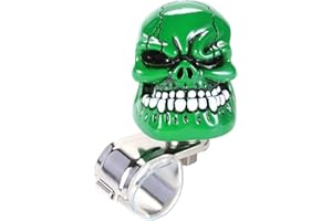 Bashineng Skull Steering Wheel Spinner Knob Turning Driving Suicide Power Handle Universal Fit Most Vehicles Cars Trucks Tractors Mowers Forklifts Boat Golf Carts (Green)