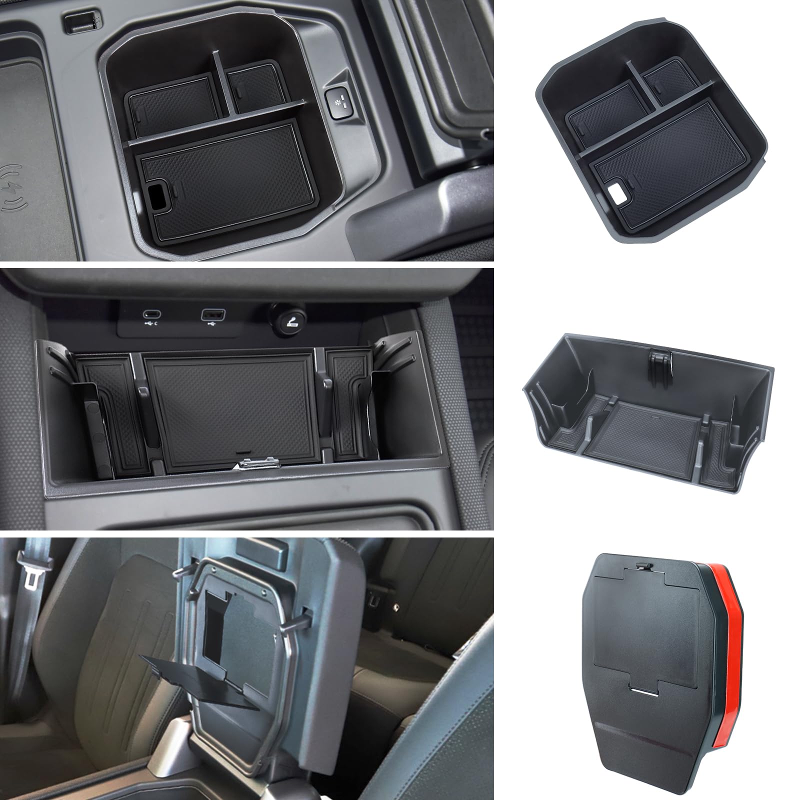 Photo 1 of Center Console Organizer Compatible with 2020-2024 Land Rover Defender Armrest Storage Box and Armrest Hidden Tray Middle Console Organizer Interior Accessories-ONLY for Refrigerator
