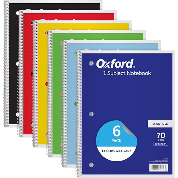 Sparco 1-Subject Notebook, College Ruled, 70 Sheets, 10.5 X 8 Inches, Assorted Colors