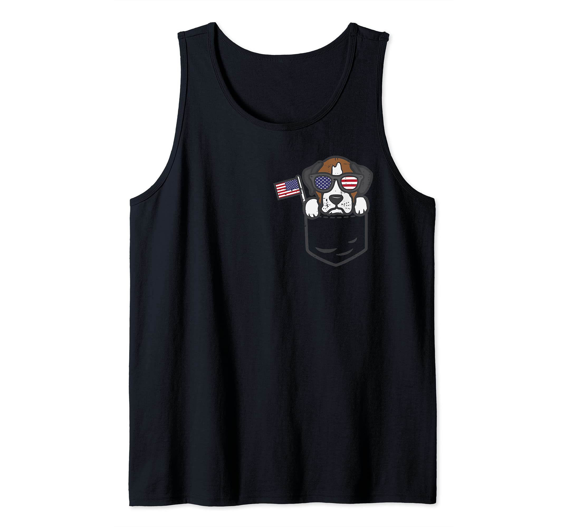 Boxer Dog Pocket Cute American USA 4th Of July Fourth Dog Tank Top