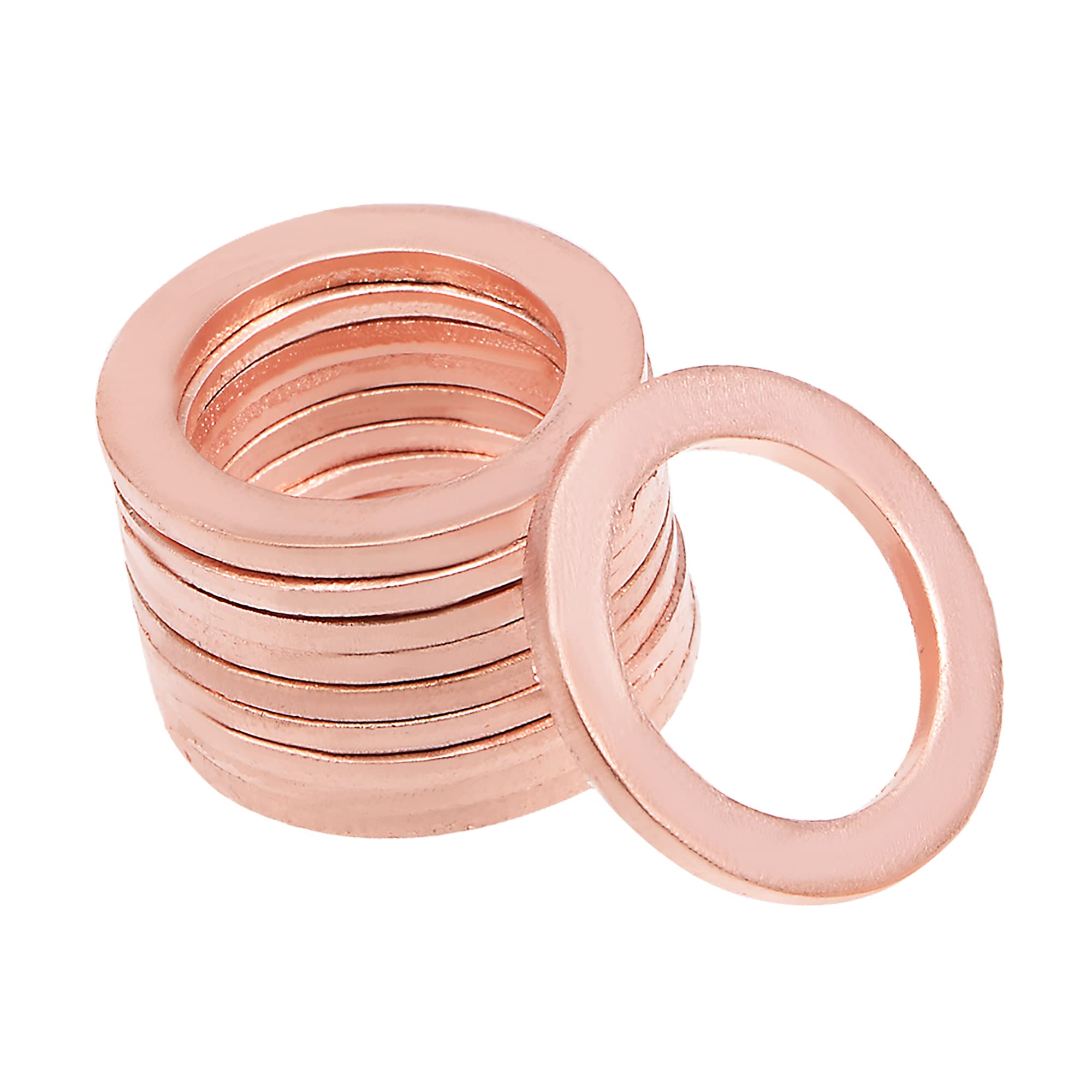 A ABSOPRO Copper Flat Washer Gasket 14x20x1.5mm Sealing O-Ring (Set of 10)