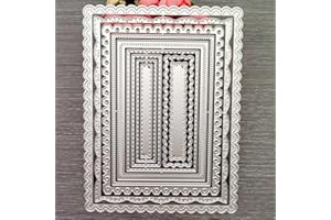 KASHOER Nested Rectangle Frame Cutting Dies, Stitched Scallop Metal Cutting Dies Stencils DIY Etched Dies Craft Paper Card Making Scrapbooking Embossing (Style A)