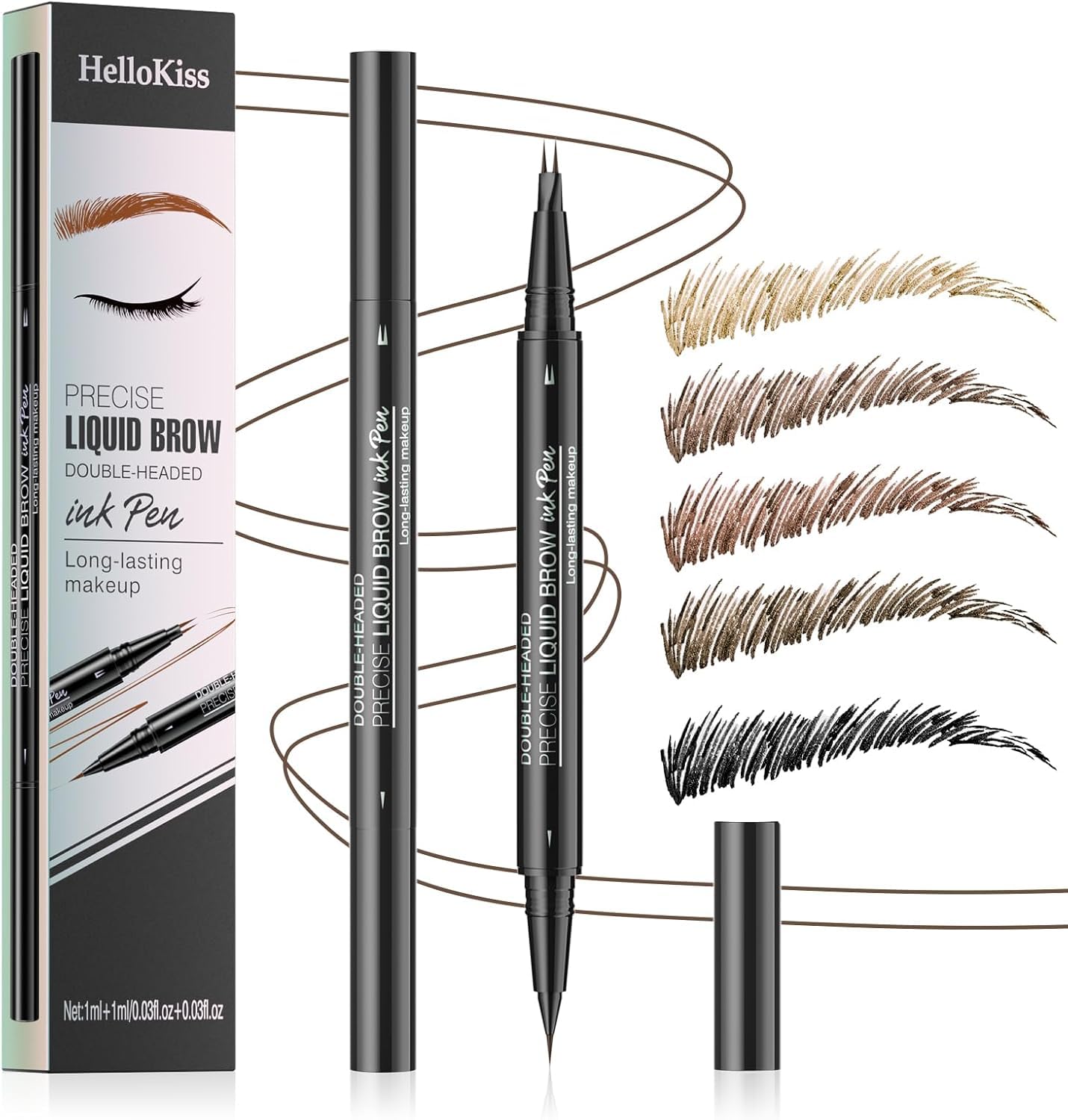 Eyebrow Pencil, Microblading Eyebrow Pen, 2-in-1 Dual-Ended Waterproof Brow Pencil with Micro-Fork-Tip & Precise Brush, Eye Brow Pencil for Natural Eyeliner Makeup, Shapes, Long-Lasting (Dark Brown)