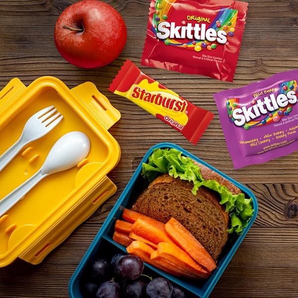 SKITTLES ORIGINAL, SKITTLES WILD BERRY STARBURST & LIFE SAVERS HARD CANDY FUN SIZE FRUITY CANDY ASSORTMENT, 135 CT BULK BAG
