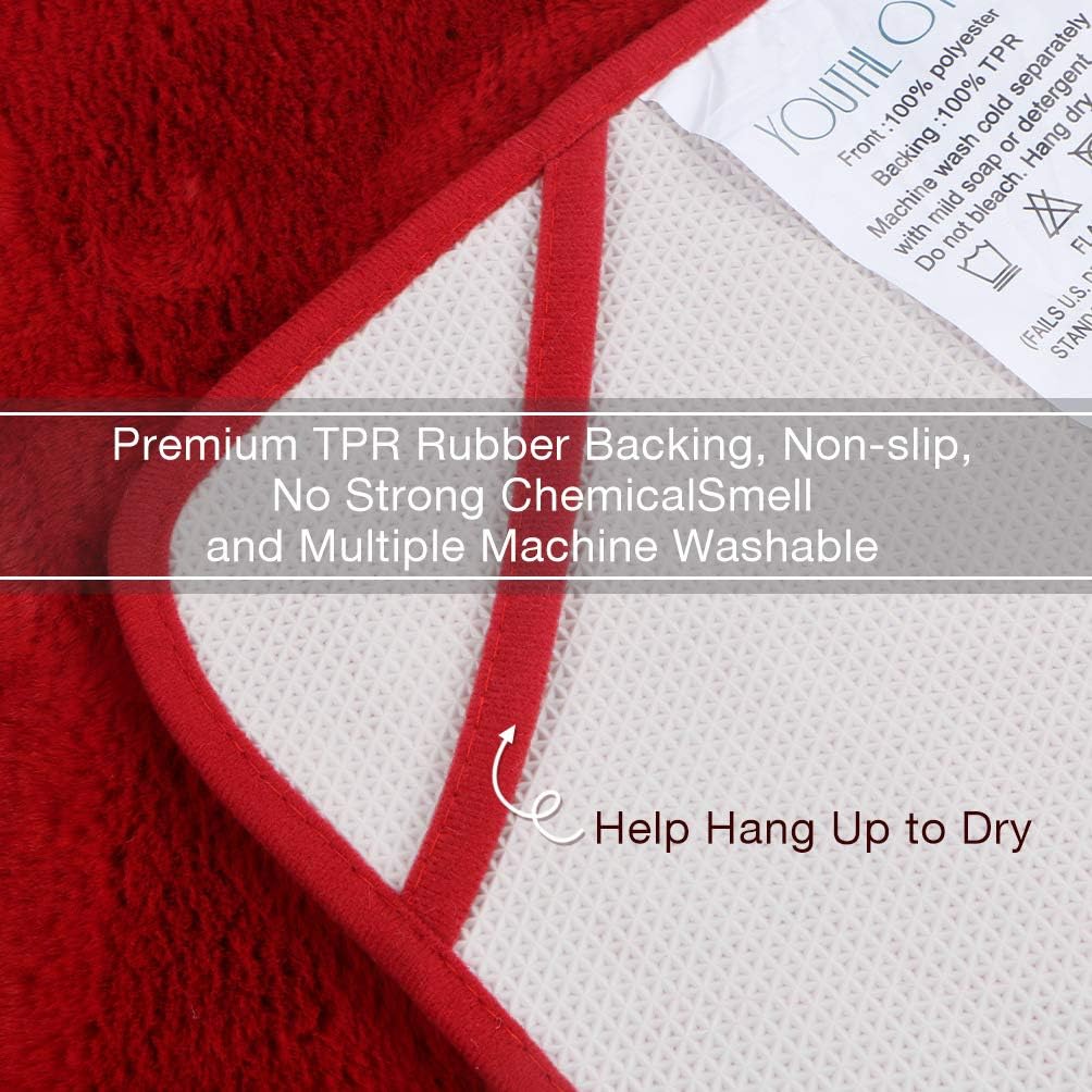 Ultra Soft Plush Microfiber Bath Mat 17"x24", Extra Fluffy Shaggy Small Bathroom Rug, Machine Washable Dry Anti Slip Bath Carpet, Beige: Kitchen & Dining