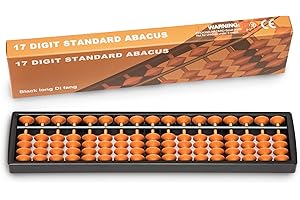 BLACK LONG DI FANG Digital Standard Abacus-25.4 cm-Professional 17-Column Soroban Calculator (Functional and Educational Tool)
