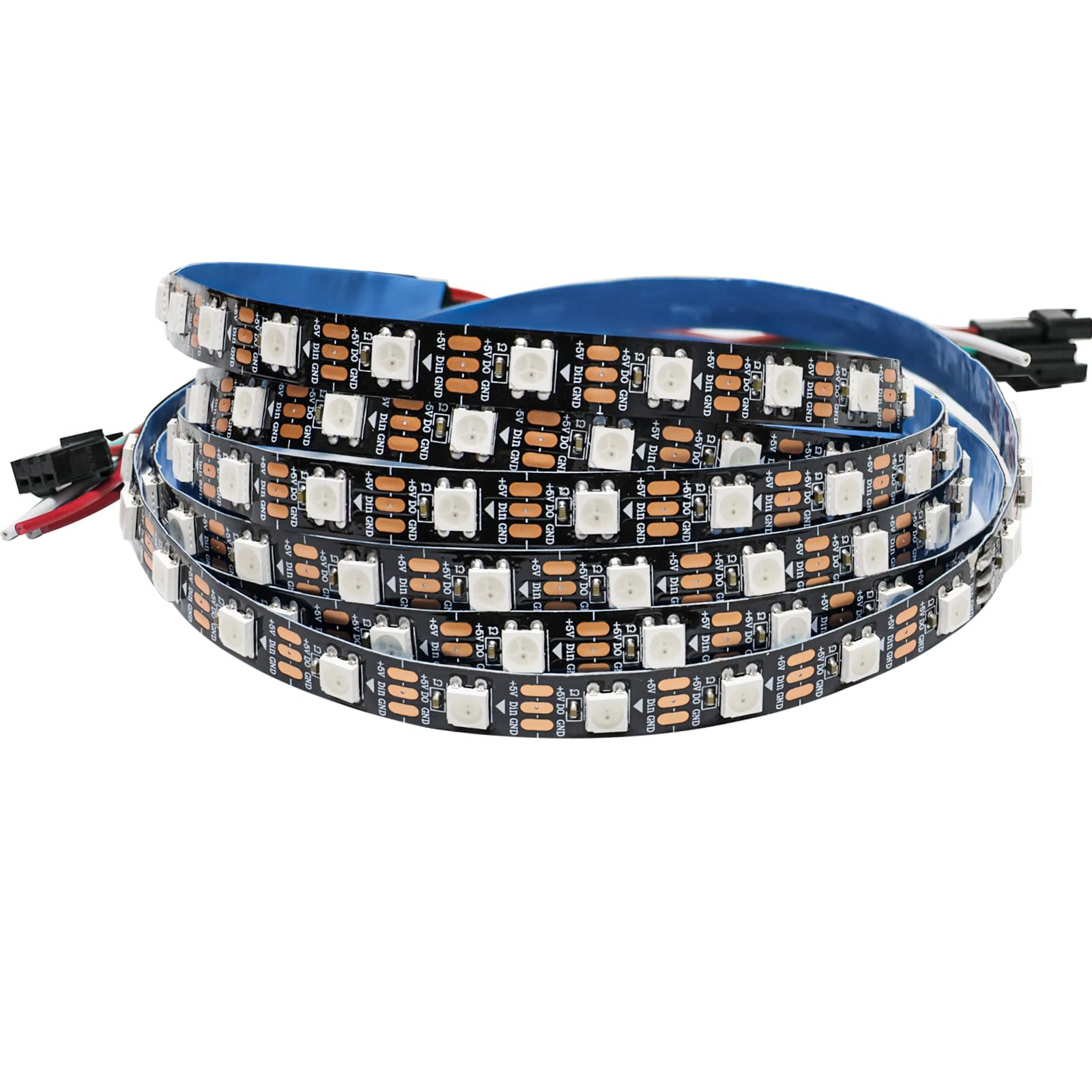 Tesfish WS2812B LED Strip, 2 m 5V RGB LED Pixel Strip 5050 120 LEDs IP30 Black PCB Flexible Full Color Addressable Individually Smart for Advertising Decoration DIY Projects