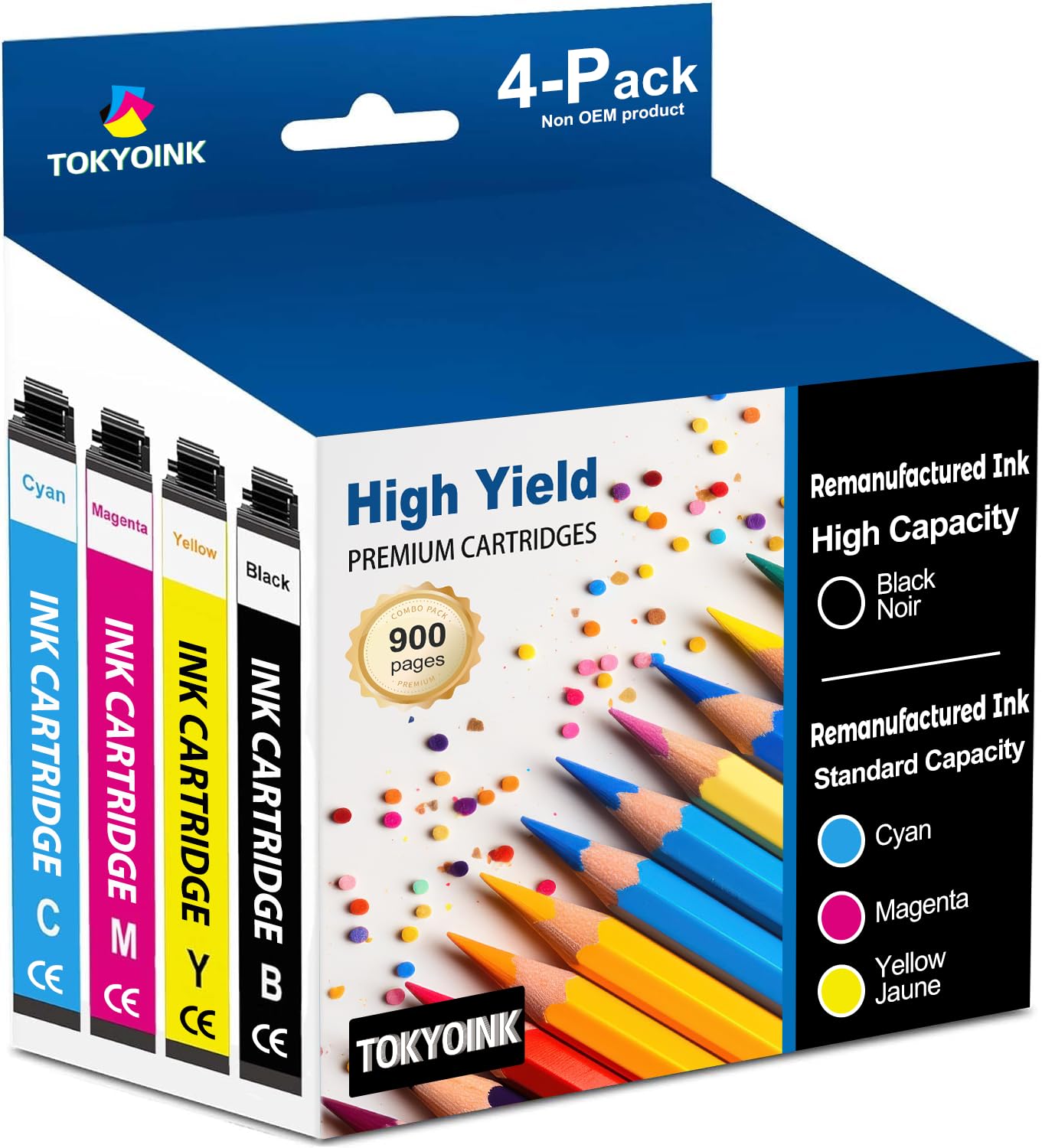 Photo 1 of TOKYOINK 232XL Ink Cartridges Combo Pack Remanufactured Replacement for Epson 232 Ink Cartridge 232XL 232 XL Works for WF-2930, WF-2950, XP-4200, XP-4205 Printer (Black, Cyan, Magenta, Yellow 4 Pack)