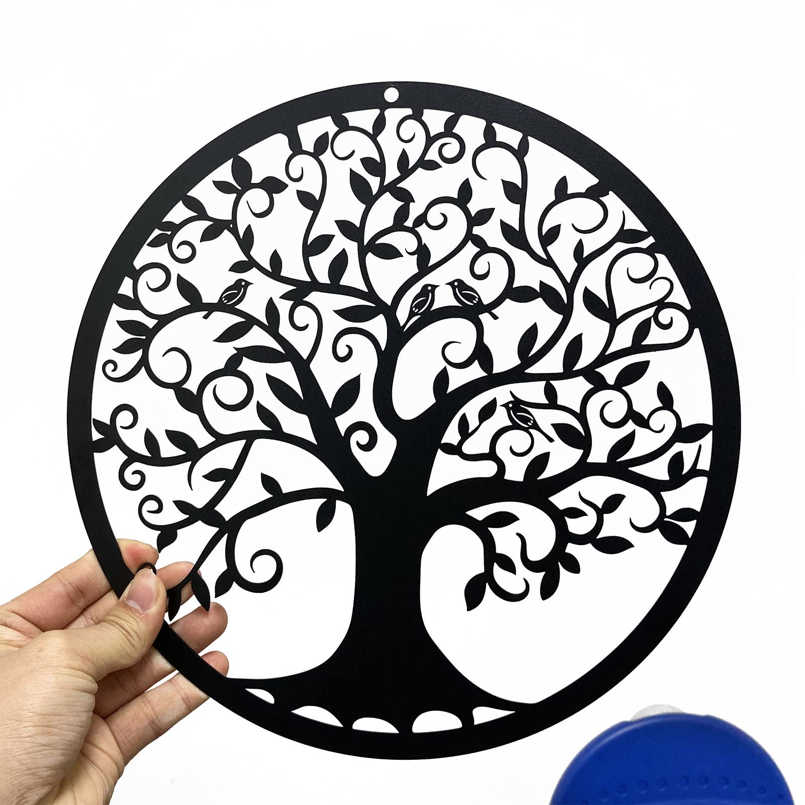 Metal Tree of Life Wall Decor Silhouette Art for Gift Present Indoor Outdoor Garden Home Decoration(Black, 28x28cm)